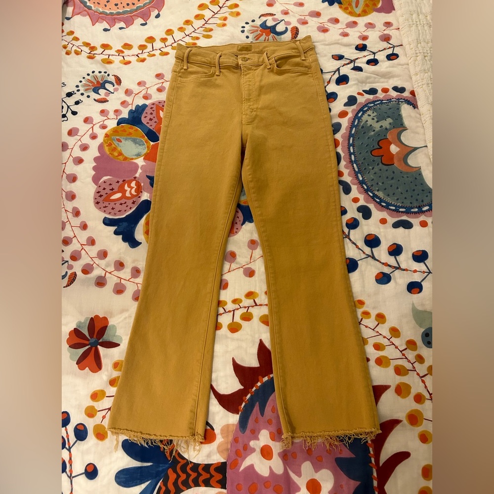 Mother Jeans - The Hustler Ankle Fray - Mustard Color - Size 32